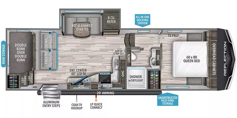 31' 2021 Grand Design Reflection 268BH w/Slide - Bunk House Floorplan