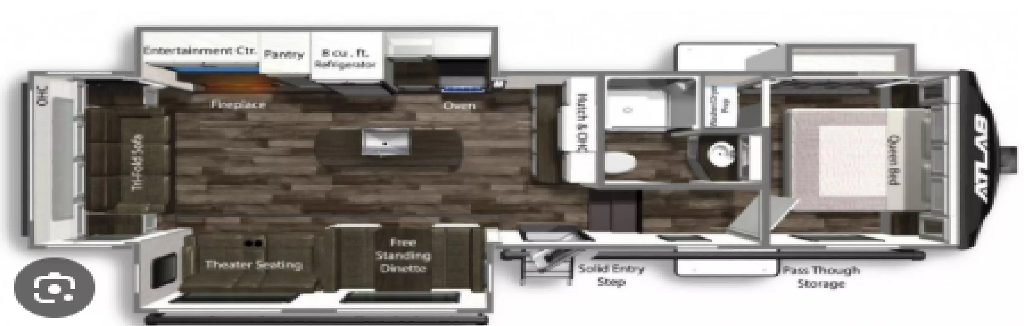 33' 2023 Dutchmen Atlas 2992RLF w/3 Slides Floorplan
