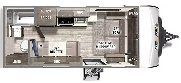 20' 2022 Forest River Rockwood Geo Pro G19FDS w/Slide Floorplan
