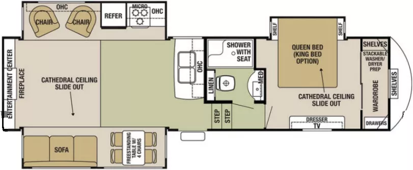 33' 2018 Forest River Silverback 29RE w/3 Slides Floorplan