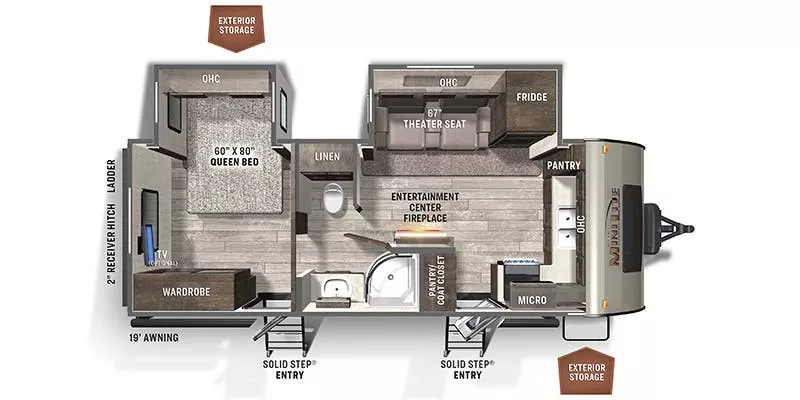 25' 2022 Forest River Rockwood Mini Lite 2516S w/2 Slides Floorplan