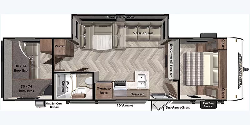 33' 2021 Forest River Wildwood X-Lite 273QBXL w/Slide - Bunk House Floorplan