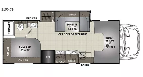 25' 2018 Coachmen Prism 2150LE w/Slide Floorplan