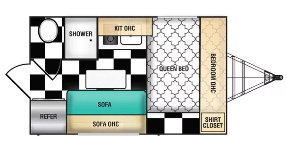 15' 2022 Riverside RV Retro 135 Floorplan