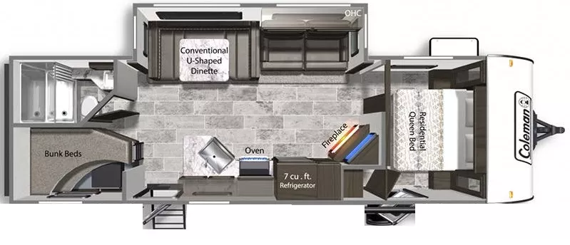 31' 2021 Dutchmen Coleman Light 2755BH w/Slide - Bunk House Floorplan