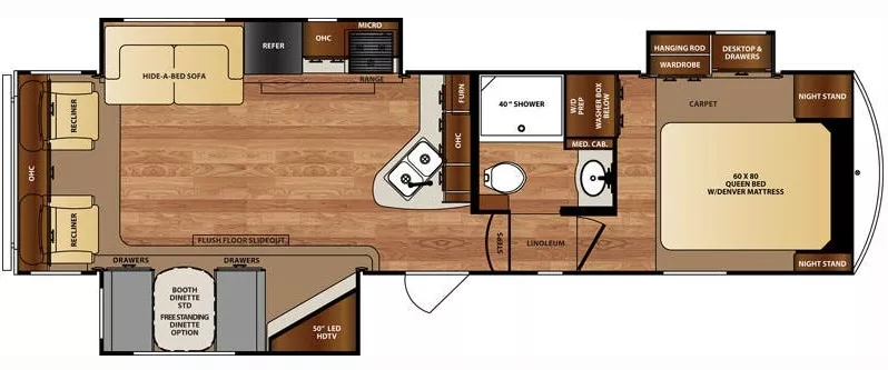 33' 2016 Forest River Wildcat 28SGX w/3 Slides Floorplan