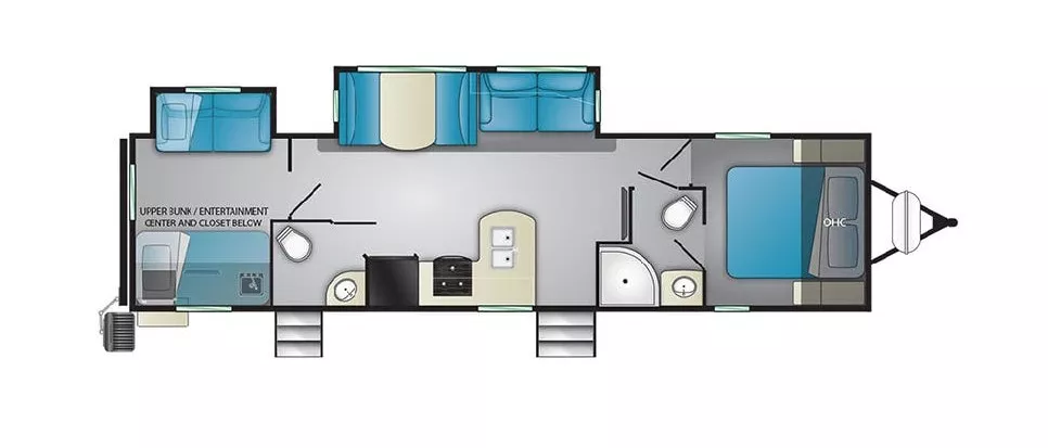 38' 2020 Heartland Wilderness 3350DS w/2 Slides - Bunk House Floorplan