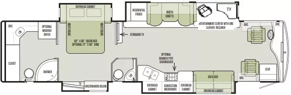 43' 2017 Tiffin Pheaton 40QBH 380hp Cummins w/4 Slides Floorplan