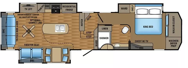 41' 2017 Jayco Pinnacle 37RSTS w/3 Slides Floorplan