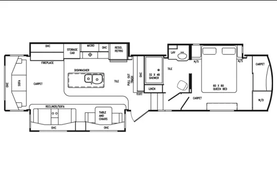 39' 2015 Drv Tradition 384RSS w/3 Slides Floorplan