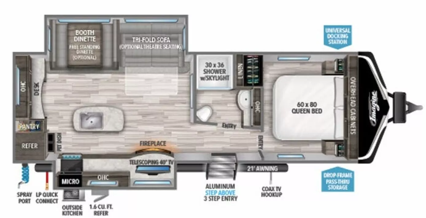 32' 2021 Grand Design Imagine 2670MK w/2 Slides Floorplan