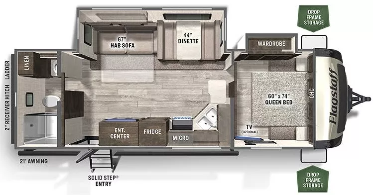 30' 2021 Forest River Flag Staff Super Lite 26RBWS w/2 Slides Floorplan