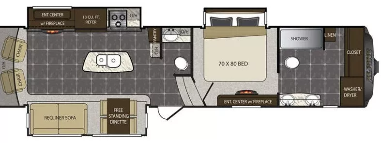 39' 2015 Keystone Alpine 3730FB w/3 Slides Floorplan