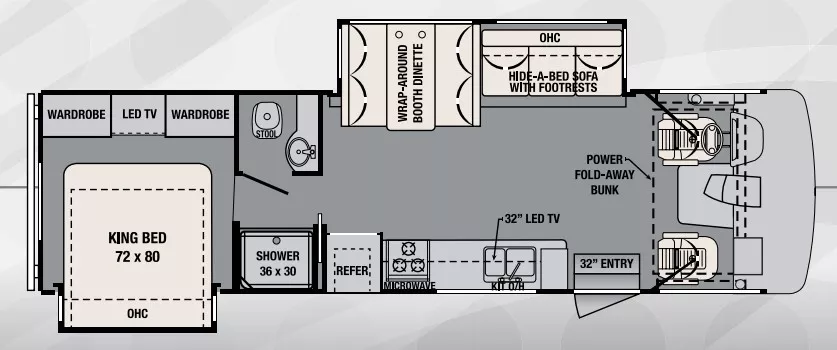 32' 2015 Forest River Fr3 30DS w/2 Slides Floorplan