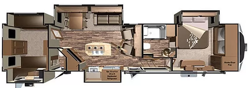 41' 2016 Highland RV Open Range 3x 427BHS w/5 Slides - Bunk House Floorplan