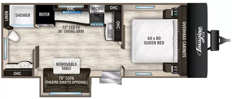 25' 2019 Grand Design Imagine 22RBE w/Slide Floorplan