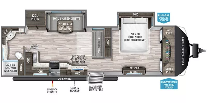 34' 2021 Grand Design Reflection 300RBTS w/2 Slides Floorplan