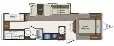 33' 2013 Keystone Laredo 291TG w/Slide - Bunk House Floorplan