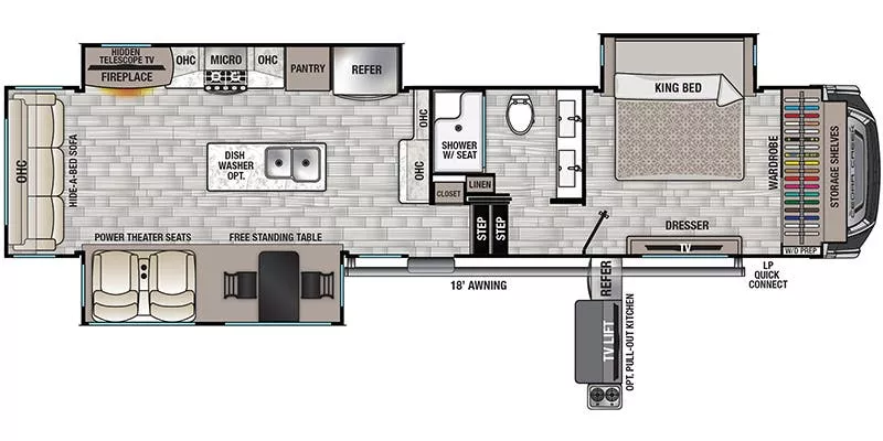 40' 2022 Forest River Cedar Creek 360RL w/3 Slides Floorplan