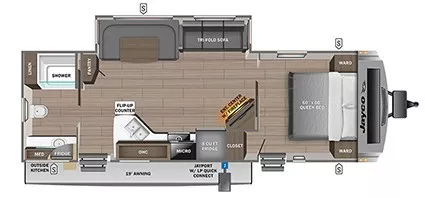 32' 2023 Jayco White Hawk 27RB w/Slide Floorplan