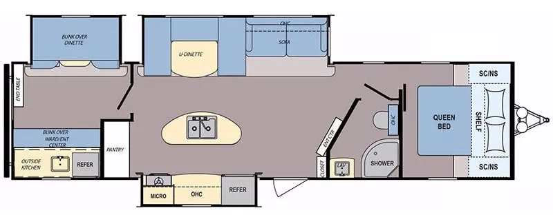 38' 2020 Dutchmen Coleman 337BH w/3 Slides Floorplan