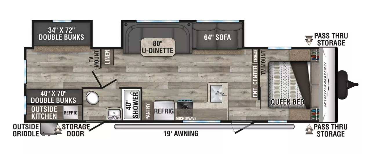 36' 2021 Kz Sportsmen 312BHKSE w/2 Slides - Bunk House Floorplan