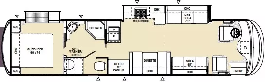 38' 2005 Coachmen Cross Country 372 DS 300hp Cummins w/2 Slides Floorplan