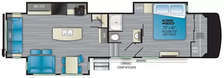 38' 2021 Cruiser RV South Fork 3210RL w/3 Slides Floorplan