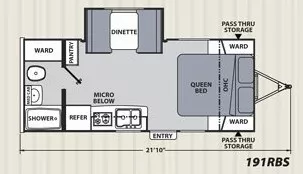 21' 2018 Coachmen Apex Nano 191RBS w/Slide Floorplan