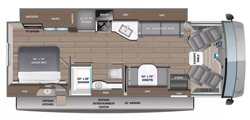 31' 2024 Entegra Coach Vision 29S w/Slide Floorplan
