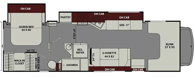 32' 2019 Forest River Coachmen Leprechaun 311FS w/2 Slides Floorplan