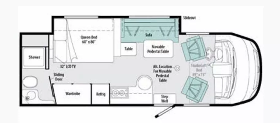 25' 2010 Winnebago Reyo 25R 188hp Mercedes Benz w/Slide Floorplan