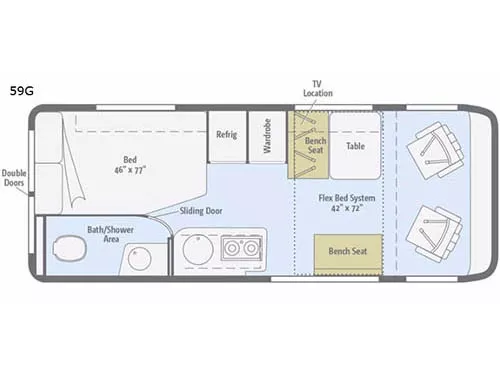 21' 2017 Winnebago Travato 59K Floorplan