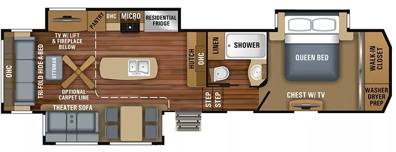 38' 2018 Jayco North Point 315RLTS w/3 Slides - Bunk House Floorplan