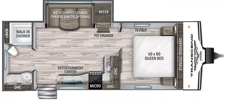 27' 2022 Grand Design Transcend Xplor 221RB w/Slide Floorplan