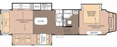 36' 2013 Forest River Silverback 33RL w/3 Slides & Generator Floorplan