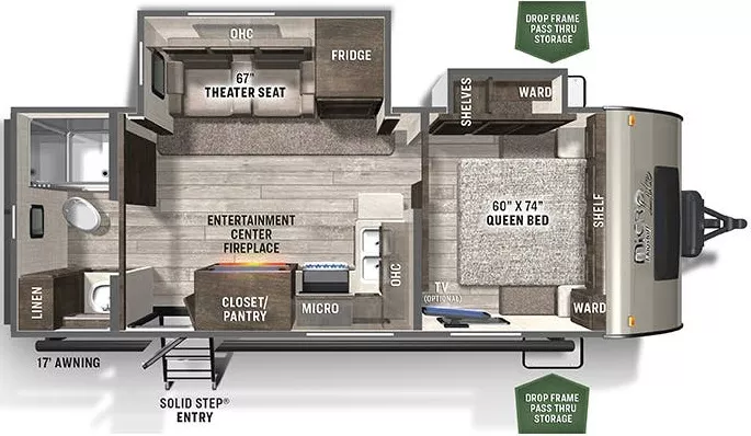 25' 2021 Forest River Flagstaff Micro Lite 25FBLS w/2 Slides Floorplan