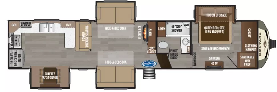 40' 2019 Keystone Montana 20th Anniversary 3701LK w/4 Slides Floorplan