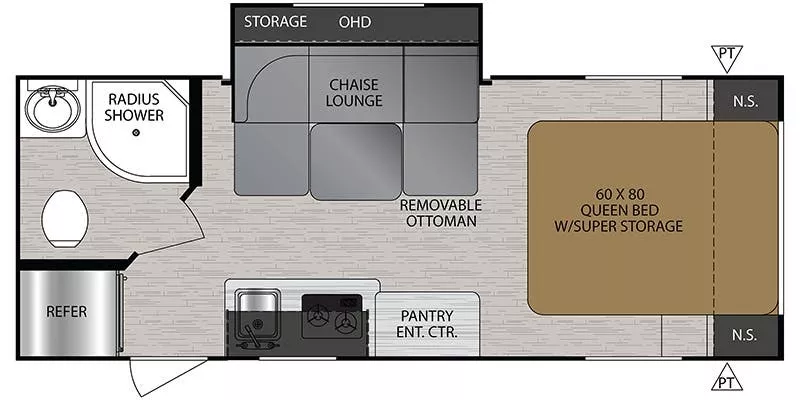 22' 2020 Forest River No Boundries NB 19.5 w/Slide Floorplan