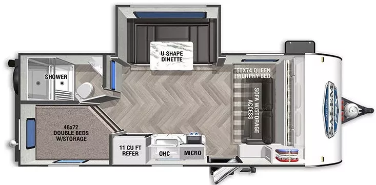 22' 2021 Forest River Salem Fsx 178BHSK w/Slide - Bunk House Floorplan