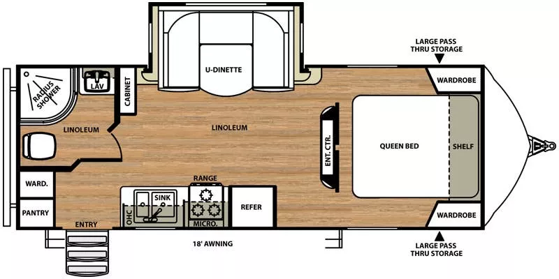 25' 2016 Forest River Vibe 221RBS w/Slide Floorplan