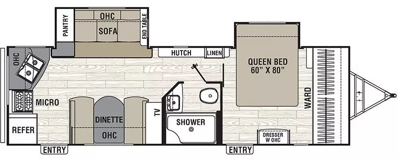 31' 2017 Coachmen Freedom Express 276RKDS w/2 Slides Floorplan