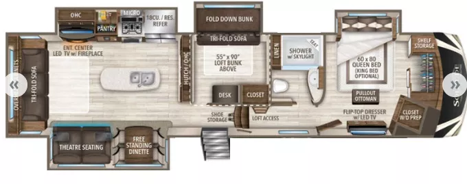 40' 2021 Grand Design Solitude 377MBS w/4 Slides - Bunk House Floorplan