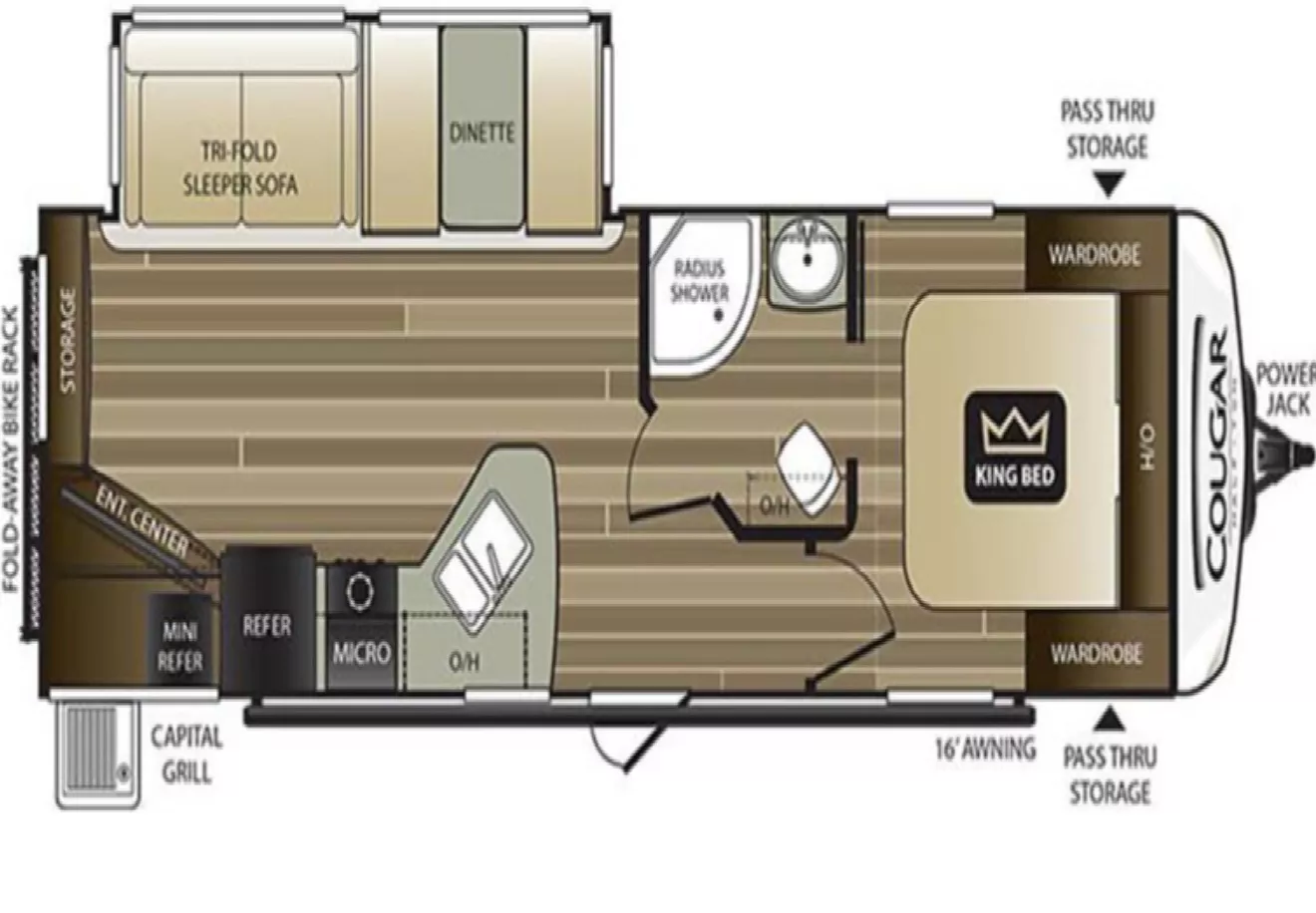 32' 2019 Keystone Cougar 27RES w/Slide Floorplan
