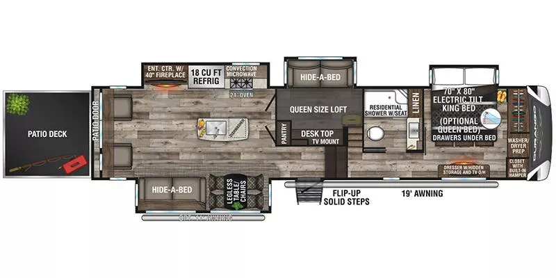 42' 2022 K-Z Durango Gold 382MBQ w/4 Slides - Bunk House Floorplan