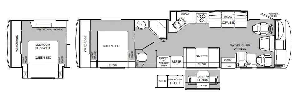 36' 2000 Fleetwood Southwind 36Z w/2 Slides Floorplan