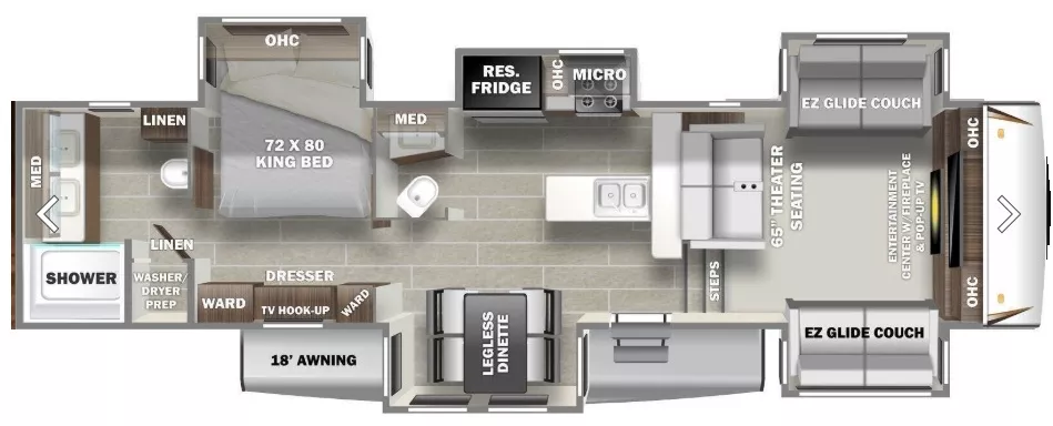 41' 2022 Forest River Prime Time Sanibel 3802WB w/5 Slides Floorplan