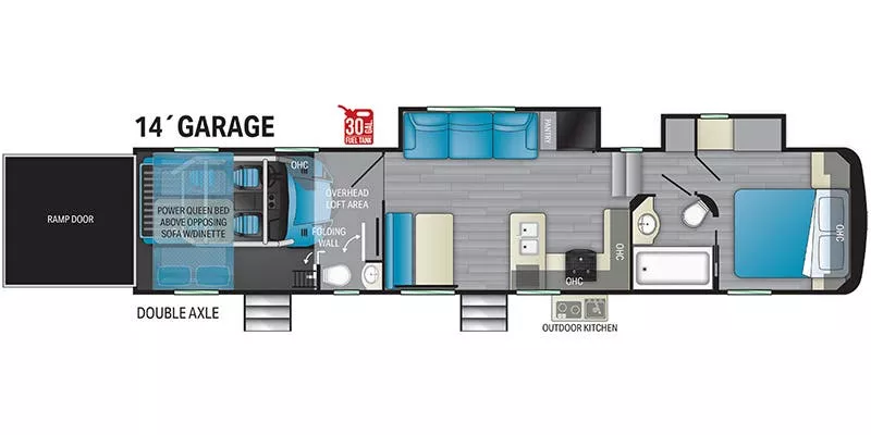 42' 2021 Heartland Gravity 3610 w/2 Slides & Generator  - Toy Hauler - Bunk House Floorplan