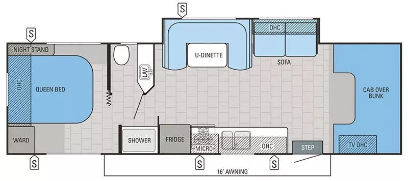32' 2016 Jayco Redhawk 29XK w/Slide Floorplan