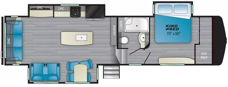 35' 2021 Heartland Bighorn Traveler 32RS w/3 Slides Floorplan